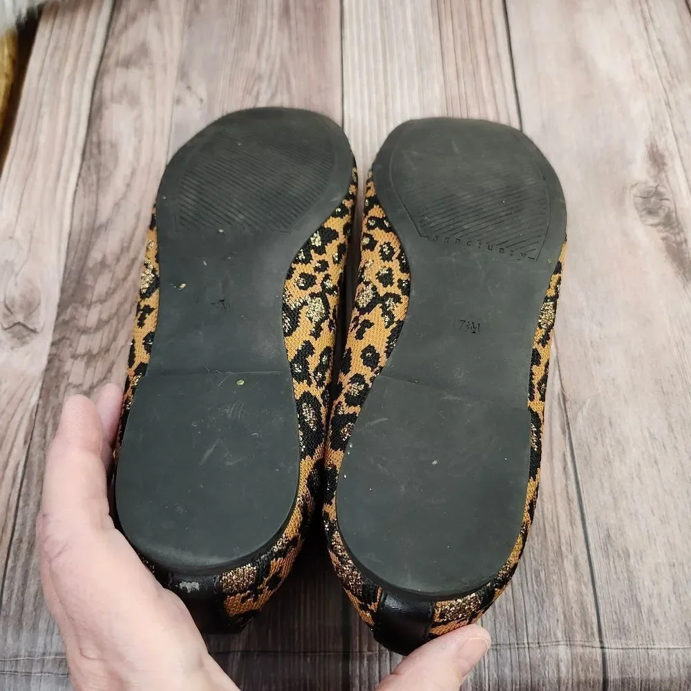 Sanctuary knit Leopard print ballet flats leather lining Sz 7.5‎